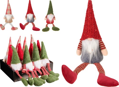 H&S GNOME ZITTEND 22CM 3ASS - afbeelding 1