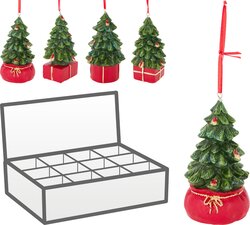 H&S HANG DECO KERSTBOOM 6X11CM 4AS - afbeelding 1