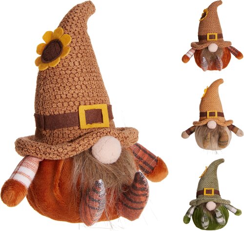 H&S HERFST GNOME 12X10X18CM 3ASS - afbeelding 1