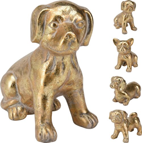 H&S Hond 15Cm 4Ass Antiek Goud