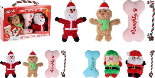 H&S Hondenspeelgoed Kerst Set 4Sts