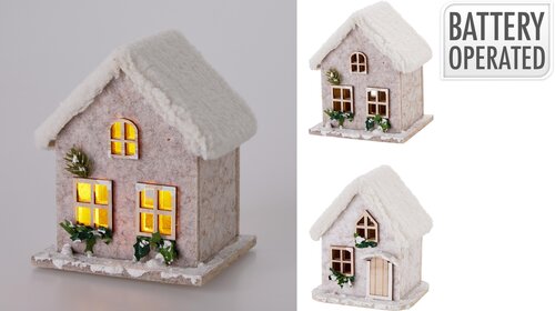 H&S HUIS VILT M LED 13X11X16CM 2AS - afbeelding 1