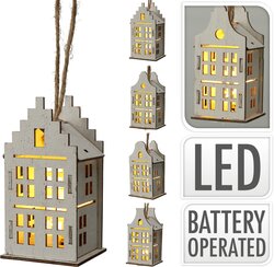 H&S Huisje 10Cm Met Ww Led 4Ass