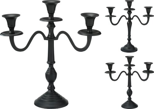 H&S KANDELAAR 30CM ZWART 2ASS - afbeelding 1