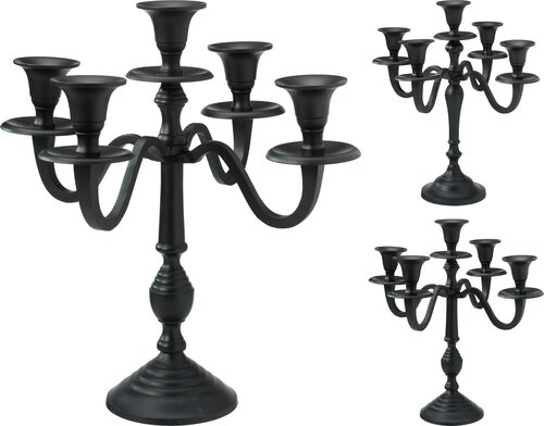 H&S KANDELAAR 30CM ZWART 2ASS - afbeelding 1