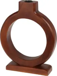 H&S Kandelaar Rond H25Cm Walnut
