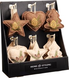 H&S KERST HANGDECO 12CM 6ASS BRUIN - afbeelding 2