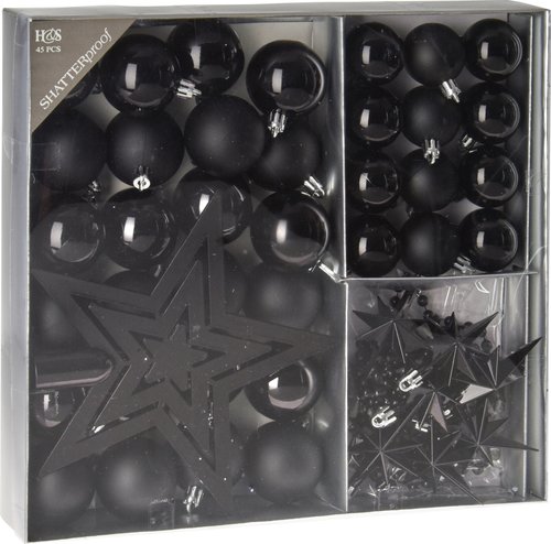 H&S Kerst Hangdeco Set 45Sts Zwart