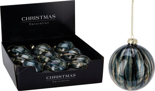 H&S KERSTBAL 100MM BLAUW - afbeelding 1