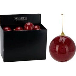 H&S Kerstbal 100Mm Glitter Rood 1 stuks