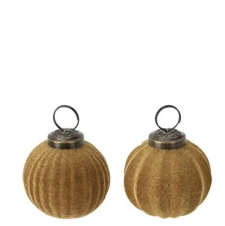 H&S Kerstbal 100Mm Ribbel Glas Gou