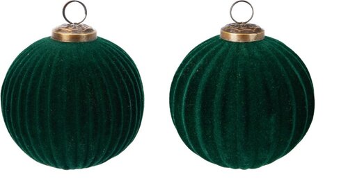 H&S Kerstbal 100Mm Ribbel Glas Gro