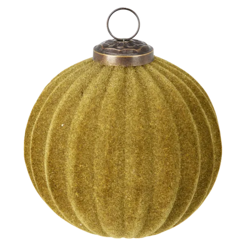 H&S Kerstbal 100Mm Ribbel Glas Lic