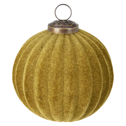 H&S Kerstbal 100Mm Ribbel Glas Lic