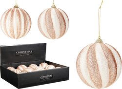 H&S KERSTBAL 10CM 2ASS GLITTER - afbeelding 1