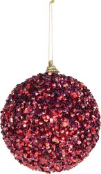 H&S KERSTBAL 10CM GLITTER BURGUNDY - afbeelding 3