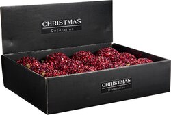 H&S KERSTBAL 10CM GLITTER BURGUNDY - afbeelding 2