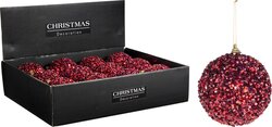 H&S KERSTBAL 10CM GLITTER BURGUNDY - afbeelding 1