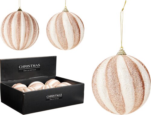 H&S KERSTBAL 12CM 2ASS GLITTER - afbeelding 1