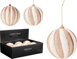 H&S KERSTBAL 12CM 2ASS GLITTER - afbeelding 1