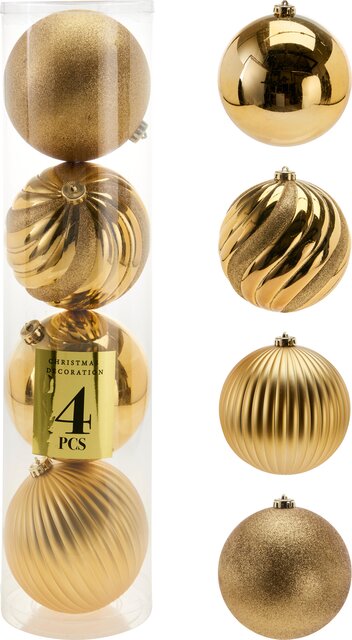 H&S KERSTBAL 15CM SET4 GOUD - afbeelding 1