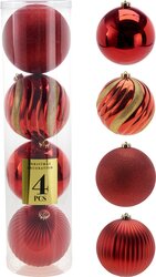 H&S KERSTBAL 15CM SET4 ROOD - afbeelding 1