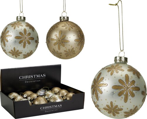 H&S KERSTBAL 80MM 2ASS BLOEM - afbeelding 1