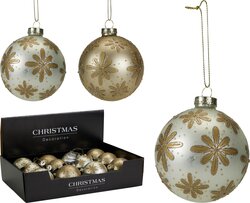 H&S KERSTBAL 80MM 2ASS BLOEM - afbeelding 1