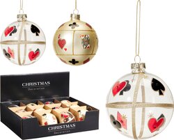 H&S KERSTBAL 80MM 2ASS DESIGN - afbeelding 1