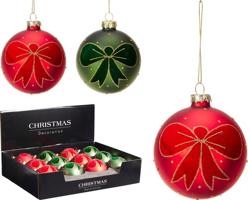 H&S KERSTBAL 80MM 2ASS KLEUR - afbeelding 1