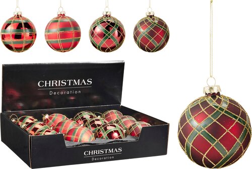 H&S KERSTBAL 80MM 4ASS DESIGN - afbeelding 1