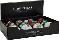 H&S KERSTBAL 80MM 6ASS DESIGN - afbeelding 2