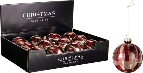 H&S KERSTBAL 80MM BURGUNDY - afbeelding 1