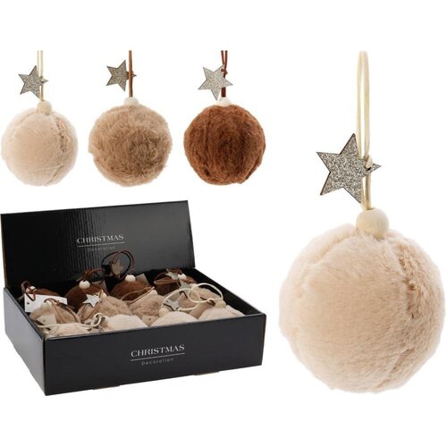 H&S Kerstbal 80Mm Fake Fur 3Assorti 1 stuk