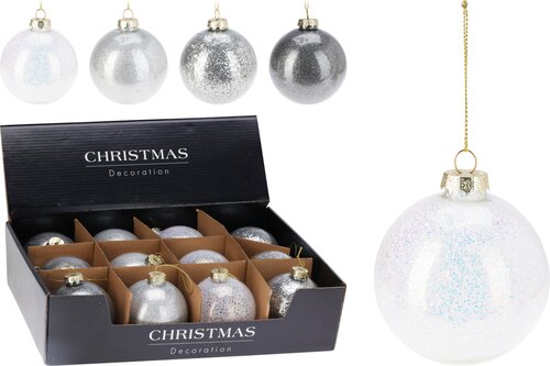 H&S Kerstbal 80Mm Glitter 4Ass Kl