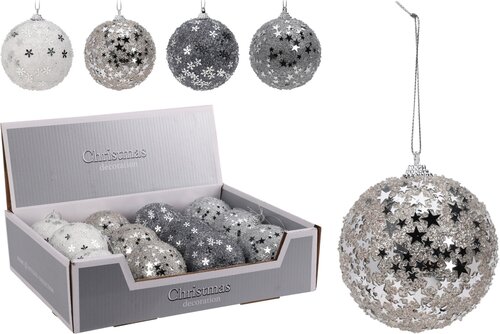 H&S Kerstbal 80Mm Glitter Winter