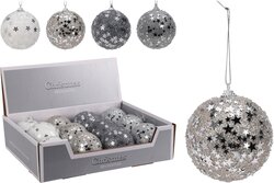 H&S Kerstbal 80Mm Glitter Winter