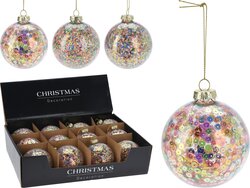 H&S Kerstbal 80Mm Pailletten 3Ass