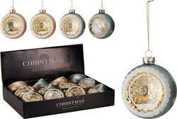 H&S KERSTBAL 80MM PLAT 4ASS - afbeelding 1