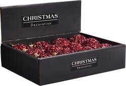 H&S KERSTBAL 8CM GLITTER BURGUNDY - afbeelding 2