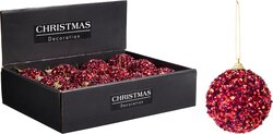 H&S KERSTBAL 8CM GLITTER BURGUNDY - afbeelding 1