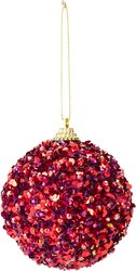H&S KERSTBAL 8CM GLITTER BURGUNDY - afbeelding 3