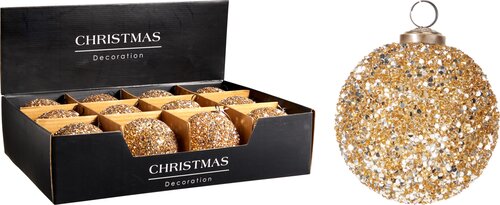 H&S KERSTBAL GLAS 10CM GOUD - afbeelding 1
