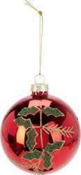 H&S KERSTBAL GLAS 8CM 2ASS ROOD - afbeelding 4