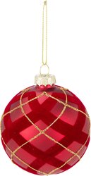 H&S KERSTBAL GLAS 8CM 4ASS ROOD - afbeelding 4