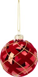 H&S KERSTBAL GLAS 8CM 4ASS ROOD - afbeelding 3
