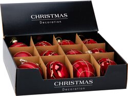 H&S KERSTBAL GLAS 8CM 4ASS ROOD - afbeelding 2