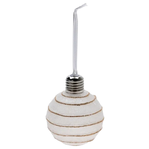 H&S Kerstbal Led 80Mm Jute Touw