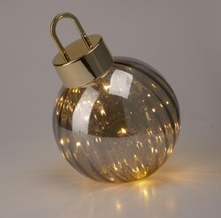 H&S KERSTBAL MET LED 20CM GRIJS - afbeelding 4
