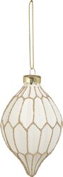 H&S KERSTBAL ORNAMENT WIT GOUD 4AS - afbeelding 5